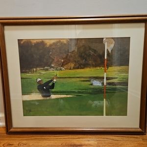 Vintage Golf Artwork - Bart Forbes,  mounted matted Framed- "Sand Wedge"
